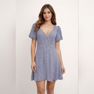 A Loves A short fit + flare ikat dress Size M Blue White